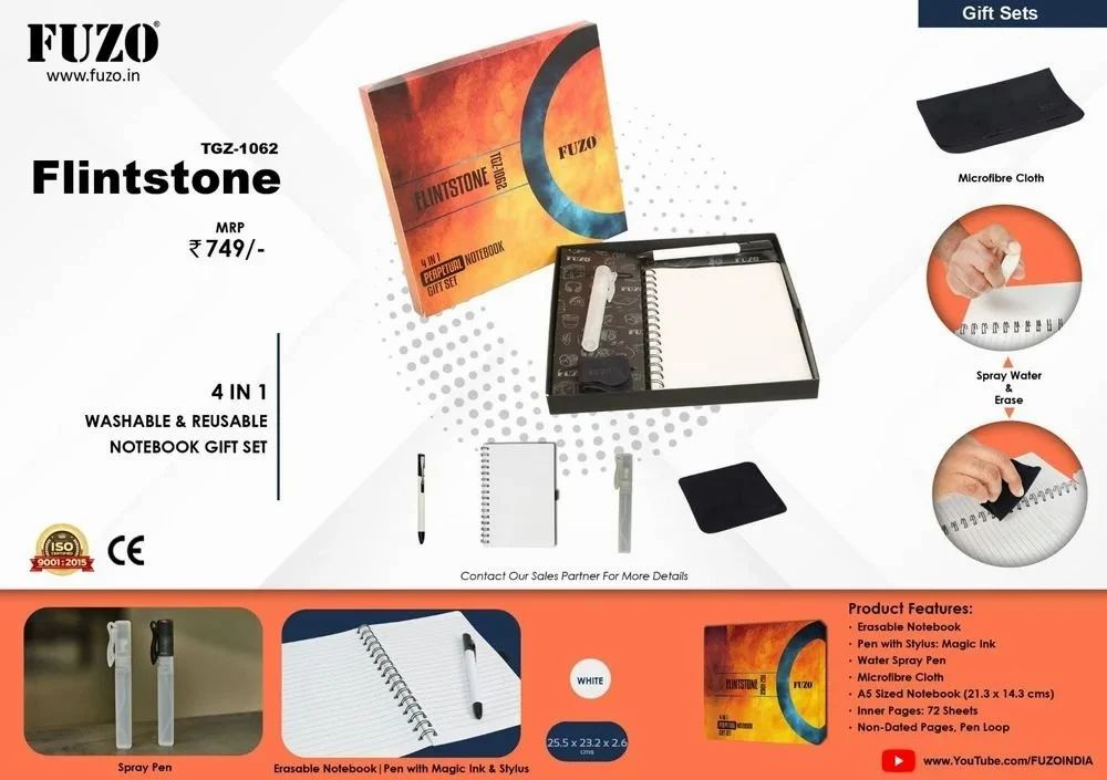Spiral Bound FUZO 4 IN 1 WASHABLE & REUSABLE NOTEBOOK GIFTSET
