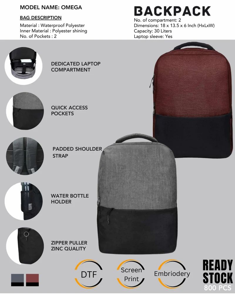 omega waterproof polyster backpack