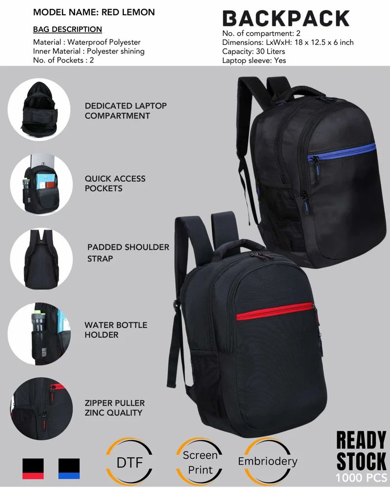 red lemon polyster backpack