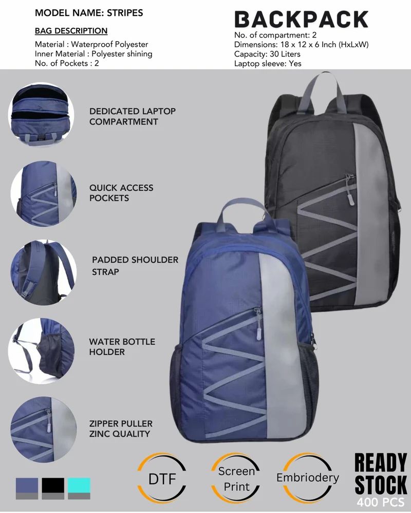 stripes polyster backpack